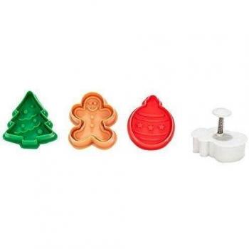 patisse 01997 - Corta-Galletas c/pulsador- decorador Fondant Navidad 4 pcs