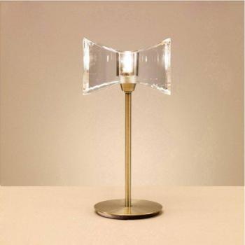Lámpara de mesa Kromo 1 luz G9 Marco Straight, latón antiguo