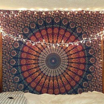 Craftozone Tapiz Regalo tapices Hippie Mandala Bohemio psicodélico intrincado Indio Colgante de Pared Ropa de Cama Colcha