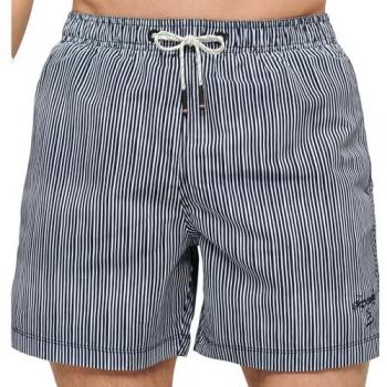 Bañador Superdry Printed Swim 15 Inch para hombre, estampado, confeccionado en material reciclado, color azul marino y blanco, talla XXL
