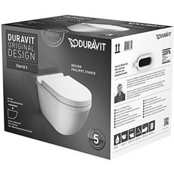 Inodoro de pared Duravit Starck 3 con cierre oculto y asiento Soft Close, blanco, 42250900A1