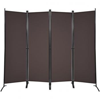 Goplus 4-Panel 5.6ft Room Divider Folding Fabric Privacy Screen - Coffee