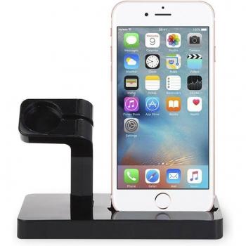 Base de carga para Apple iPhone con soporte de carga para Apple Watch