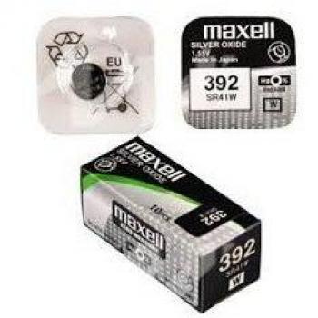 Maxell SR41W - Pila de Botón Óxido de Plata, Batería Doméstica de Uso Único, 1.55V - Pack de 10 Unidades