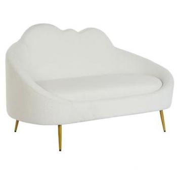 Sofá Escandinavo DKD Home Decor Blanco y Mostaza con Estructura de Metal 155 x 75 x 92 cm
