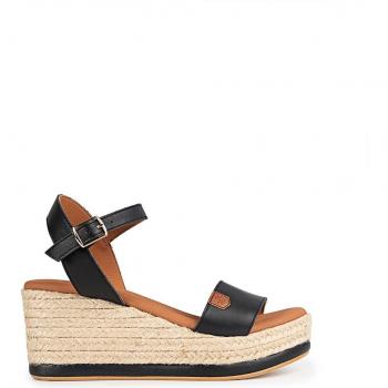 Sandalias de Cuña Popa Arambol Piel con Detalle de Hebilla