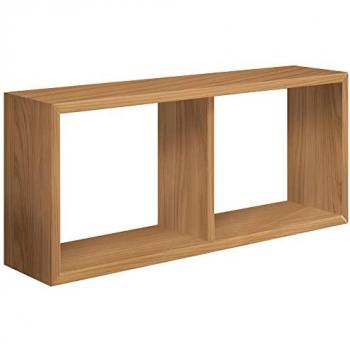 Estante de pared rectangular moderno Morgana con 2 compartimentos en color beige, diseño en madera de olmo - Hecho en Italia