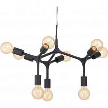 Lámpara colgante moderna Bocadella 1 en negro, 9 luces E27