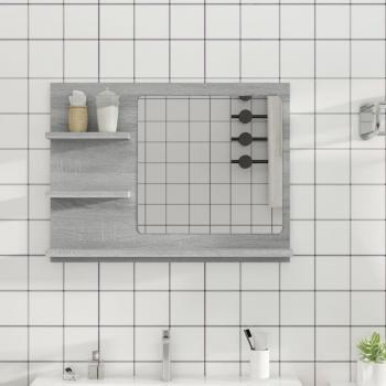 Espejo de baño madera contrachapada gris Sonoma 60x10,5x45 cm
