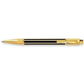 boligrafo caran d-ache varius laca china negra placado oro con estuche punta media