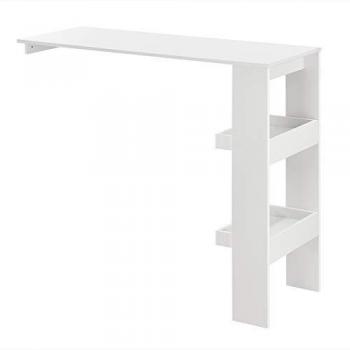 Mesa de Bar Mural Bromölla con 2 Estantes Aglomerado 120 x 45 x 106 cm Blanco