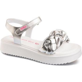 Sandalias abiertas de niña Pablosky con cierre adherente color plata