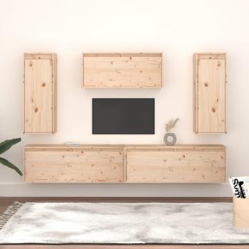 Mueble de TV 5 piezas de madera maciza de pino vidaXL