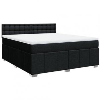 Cama Box Spring con colchón de tela negro 180x200 cm