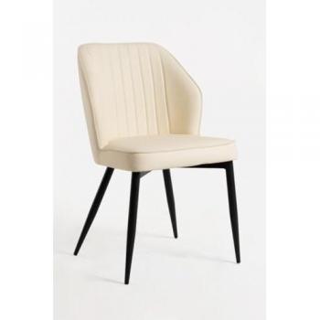 Silla Comedor Wenye Beige Estilo Boho Vintage en Polipiel