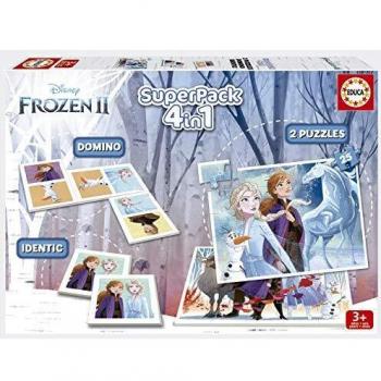 Educa - Superpack Frozen 2 Pack de Domino, Identic y 2 Puzzles, Juego de Mesa, Multicolor