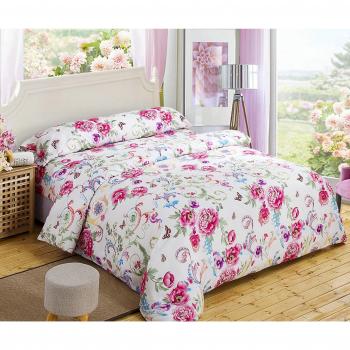 JUEGO NORDICO TRES PIEZAS CAMA 150CM Flores Primaverales Estampado 3D - Funda Nórdica 220x230cm, Sábana Bajera 150x200x25cm, Funda Almohada 45x150cm - 100% Poliéster 75g/m², Envío Doméstico