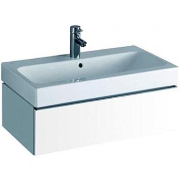 Mueble bajo lavabo Geberit iCon, con un cajón, 74cm ancho, 24cm alto, 47.7cm fondo, blanco lacado brillante