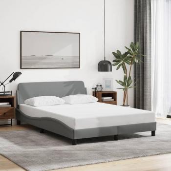 Estructura de cama con cabecero de tela gris claro 140x200 cm