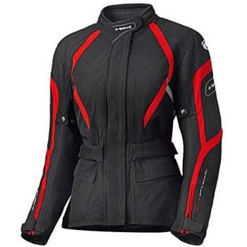 Held Shane - Chaqueta de motorista para mujer, color negro y rojo, talla L