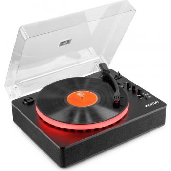 Giradiscos Retro Bluetooth Fenton RP162LED con Altavoces Integrados y LED Multicolor - Negro