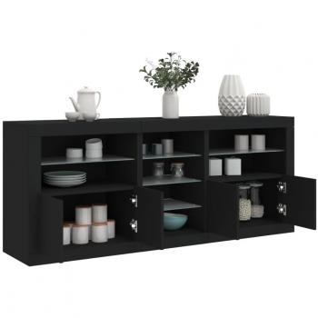 Aparador con luces LED negro 162x37x67 cm
