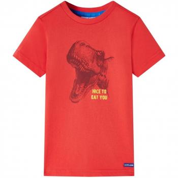 Camiseta Infantil Roja con Estampado de Dinosaurio Talla 92