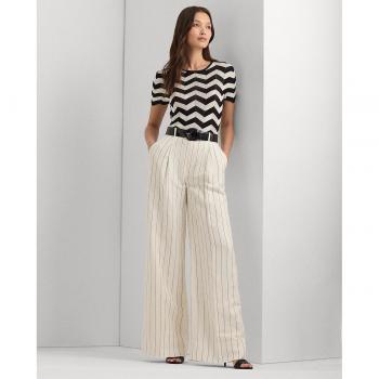 Ralph Lauren Women's High-Waisted Striped Wide Leg Trousers