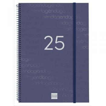 Finocam - Agenda Espiral Year 2025 Semana Vista Horizontal Azul Catalán (Enero 2025 - Diciembre 2025, 12 meses, tamaño E40-210x297 mm)