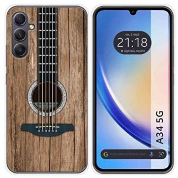 Funda de Silicona para Samsung Galaxy A34 5G con Diseño de Madera y Dibujos