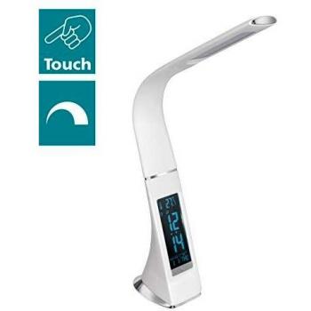 Lámpara de Sobremesa LED Eglo Cognoli Blanca con Regulador Táctil, 3.2W, 300lm, Luz Natural y Reloj Integrado