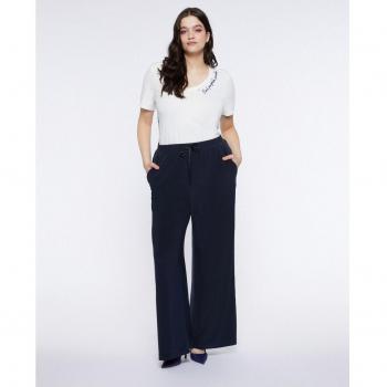Pantalón ancho de mujer de punto con cintura ajustable