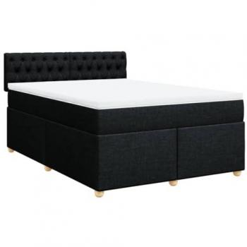 Cama box spring de muelles con colchón negro 140x200 cm en tela