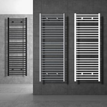 Radiador de baño ECD Germany 750x1500 mm Blanco Recto Con Conexión Lateral Calefactor y Secador de Toallas Estilo Moderno No Eléctrico