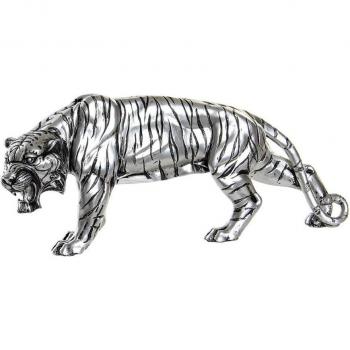 Figura de resina decorativa de tigre plateado estilo colonial - 31 cm