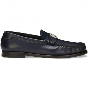 Dolce & Gabbana Men's Logo Detail Leather Loafers in Blue, Size 41, A30248AQ237 Color 80679