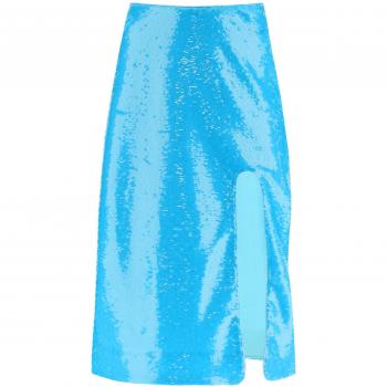 Ganni Women's Sequined Midi Skirt in Light Blue, Size 38, F7865