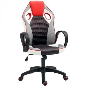 Silla Gaming Giratoria Tapizada en PU y Malla con Función Basculante y Altura Ajustable Multicolor para Hogar y Oficina