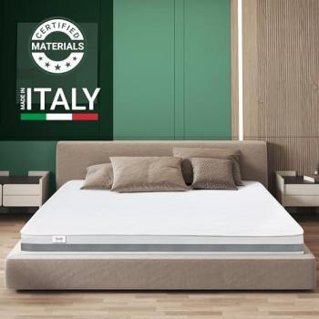 Colchón Ortopédico de Plaza y Media 135x190 cm con Memoria, Altura 16 cm, Hecho en Italia, Espuma Antibacteriana, Revestimiento 3D Air en Fibra Hipo