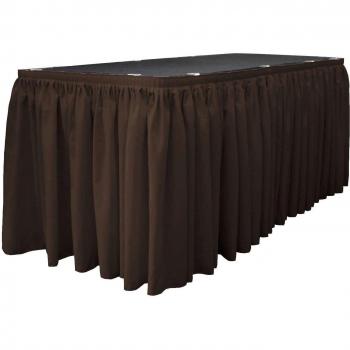 LA Linen Polyester Poplin Table Skirt 17-Foot by 29-Inch Long with 15 L-Clips, Brown, 518.16 x 15.66 x 0.5 cm