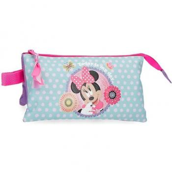 Estuche triple Minnie Today is my day en tono lila y con tres compartimentos