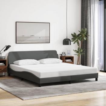 Cama solar sin colchón gris oscuro 160x200 cm Tejido vidaXL Estructura De Cama Con Cabecero Tela Gris Oscuro 160x200 Cm