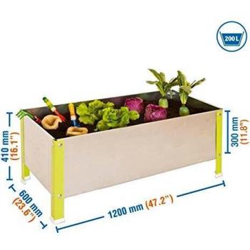 SimonRack G07100220212601 - Huerto urbano, 200 l, 410 x 1200 x 600 mm, color verde/galvanizado