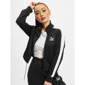 Puma Women's Black Lightweight Cropped Track Jacket with White Side Stripe