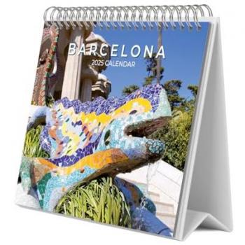 Calendario de Escritorio 2025 Barcelona Erik multicolor - Base resistente, planificador mensual con espacio para anotar y vista mensual global
