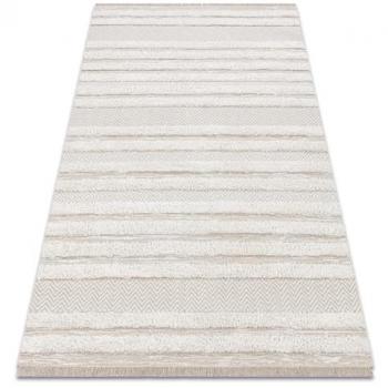 Alfombra Eco Sisal Moroc 22329 Zigzag Boho con Flecos - Beige/Crema 136x190 cm