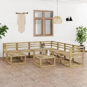 Set de muebles de jardín 9 piezas madera de pino impregnada verde