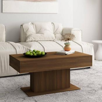 Mesa de centro de madera de ingeniería 96x50x45 cm en blanco, negro y gris; mesa auxiliar o mesita de salón/comedor
