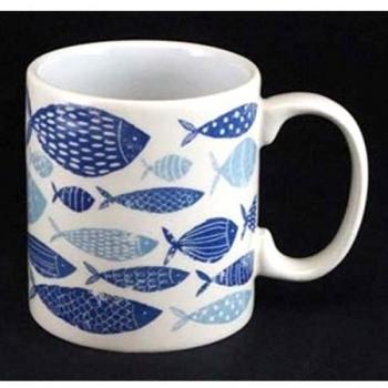 Taza de cerámica de pescado por Gisela Graham tema de la playa