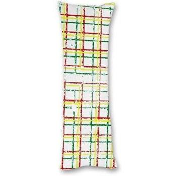 whiangsfoo amarillo y verde patrón de rayas cojín decro cuerpo funda de almohada para niñas 20 X54